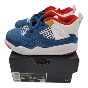 Jordan Toddler's 4 Retro Messy Room French Blue/White-Gym Red Sz 9C